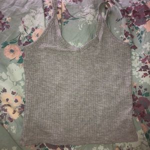Gray Ribbed Tank Crop Top